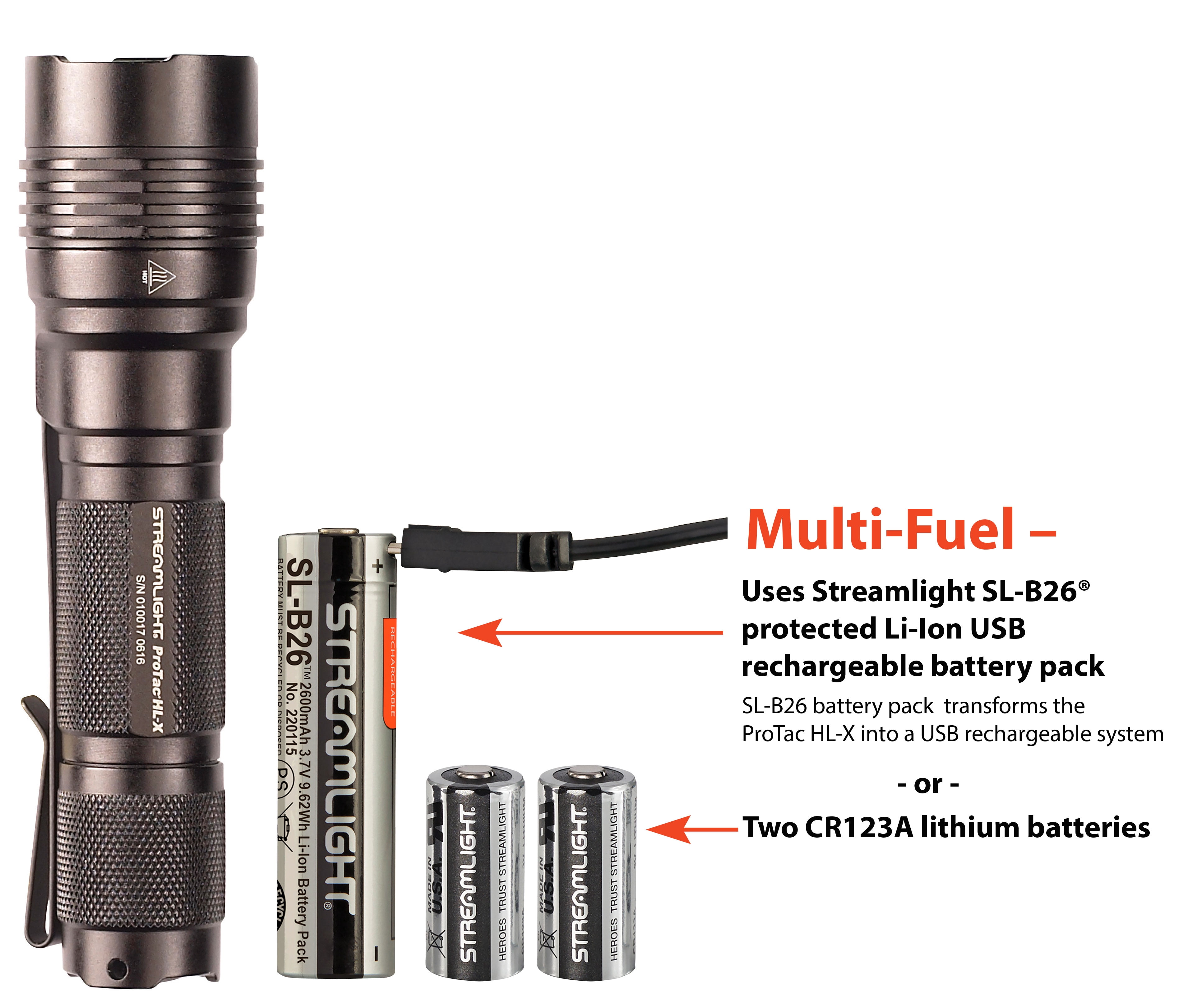 Streamlight 1000 Lumen ProTac HL-X Flashlight - Includes (2) CR123A lithium batteries and holster - Box - Black