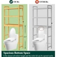 thumbnail image 5 of Over The Toilet Storage Cabinet, 3-Tier Bamboo Bathroom Organizers with Adjustable Shelf & 4 Hooks, Space Saving Shelf Rack for Bathrooms, Laundry Room, Balcony, Natural, 5 of 8