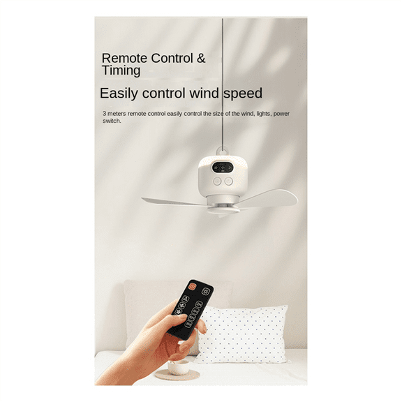 USB Rechargeable Large Wind Ceiling Fan Removable Blades Night Lamp Lighting 8000mAh Capacity Household Outdoor Fan