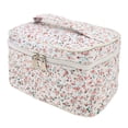 thumbnail image 1 of 1 Pc Bolsa de Cosméticos Cuadrada de Flores para Mujeres para Vacaciones y Viajes de Negocios de Poliéster Naranja, 1 of 3