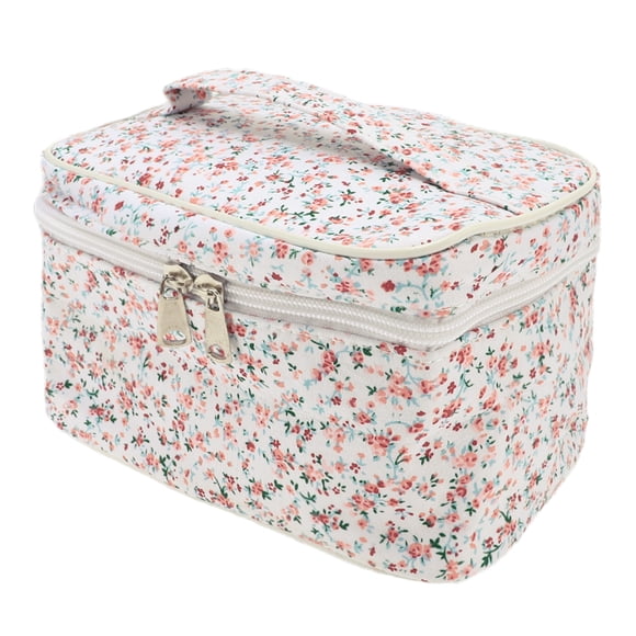 1 Pc Bolsa de Cosméticos Cuadrada de Flores para Mujeres para Vacaciones y Viajes de Negocios de Poliéster Naranja