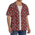 thumbnail image 2 of Pofeuu Red Floral Print Mens Casual Short Sleeve Shirts Beach Summer Spread Collar Pocket Tops Men's Casual Short-sleeved Shirt-4X-Large, 2 of 5