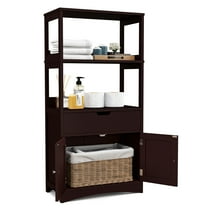 Gymax Bathroom Storage Cabinet w/Drawer Shelf Cupboard Floor Cabinet Espresso