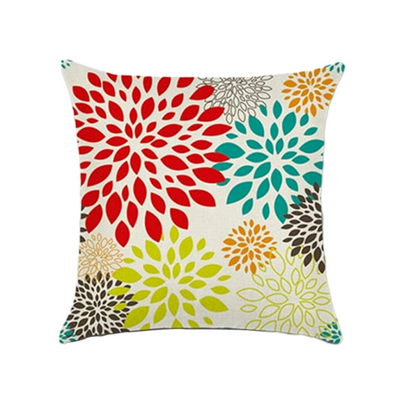 Pillow Covers Standard Size Flowers Throw Pillow Covers 18 X 18 Inch Spring Floral Plant Leaf Linen Pillow Cushion Cases Square Pillowcases for Sofa Couch Bedroom Living Room Car
