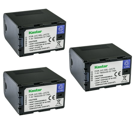 Kastar SSL-JVC70 Battery 3-Pack Replacement for JVC SSL-JVC50 SSL-JVC70 SSL-JVC75 BN-S8I50 Battery JVC JVC GY-HMQ10 GY-HMQ10E GY-LS300 GY-LS300CHU GY-HM200 GY-HM200U Camera