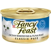Purina Fancy Feast Grain Free Pate Wet Cat Food, Classic Pate Ocean Whitefish & Tuna Feast - (24) 3 oz. Cans