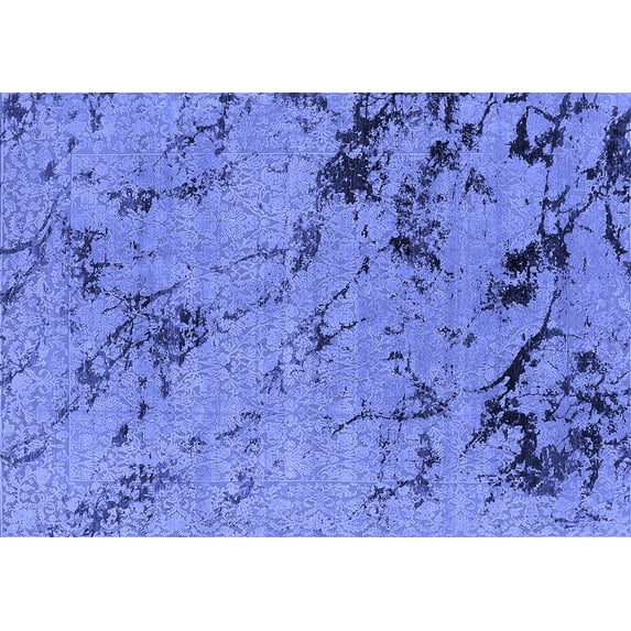 Ahgly Company Machine Washable Indoor Rectangle Oriental Blue Industrial Area Rugs, 5' x 8'