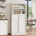 thumbnail image 3 of Buffet Sideboard with 4 Doors, Large Farmhouse Kitchen Storage Cabinet with Power Outlets, Wood Coffee Bar Cabinet with 2 Drawers for Kitchen, Dining Room, Entryway, 3 of 7