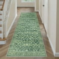 thumbnail image 3 of BERTHMEER 2'x8' Runner Rugs for Hallway Entryway Bathroom Bedroom Kitchen Non Skid Washable Green Vintage Oriental Traditional Distressed Accent Floral Runner Rugs, 3 of 6