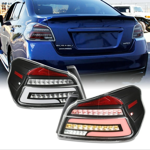 AKKON - For 2015-2021 Subaru WRX/WRX STI FULL LED Light Tube Black Housing Tail Brake Light Lamp