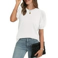 thumbnail image 4 of Ronuti Women's Puff Short Sleeve Sweater Tops 2026 Summer Fall Trendy Knit Crew Neck Casual T Shirts Blouses, 4 of 9