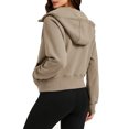 thumbnail image 3 of Hoodies for Women Solid Long Sleeve Sweatshirt Casual Zip Up Cropped Pullover Tops Fleece Lined Winter, 3 of 6