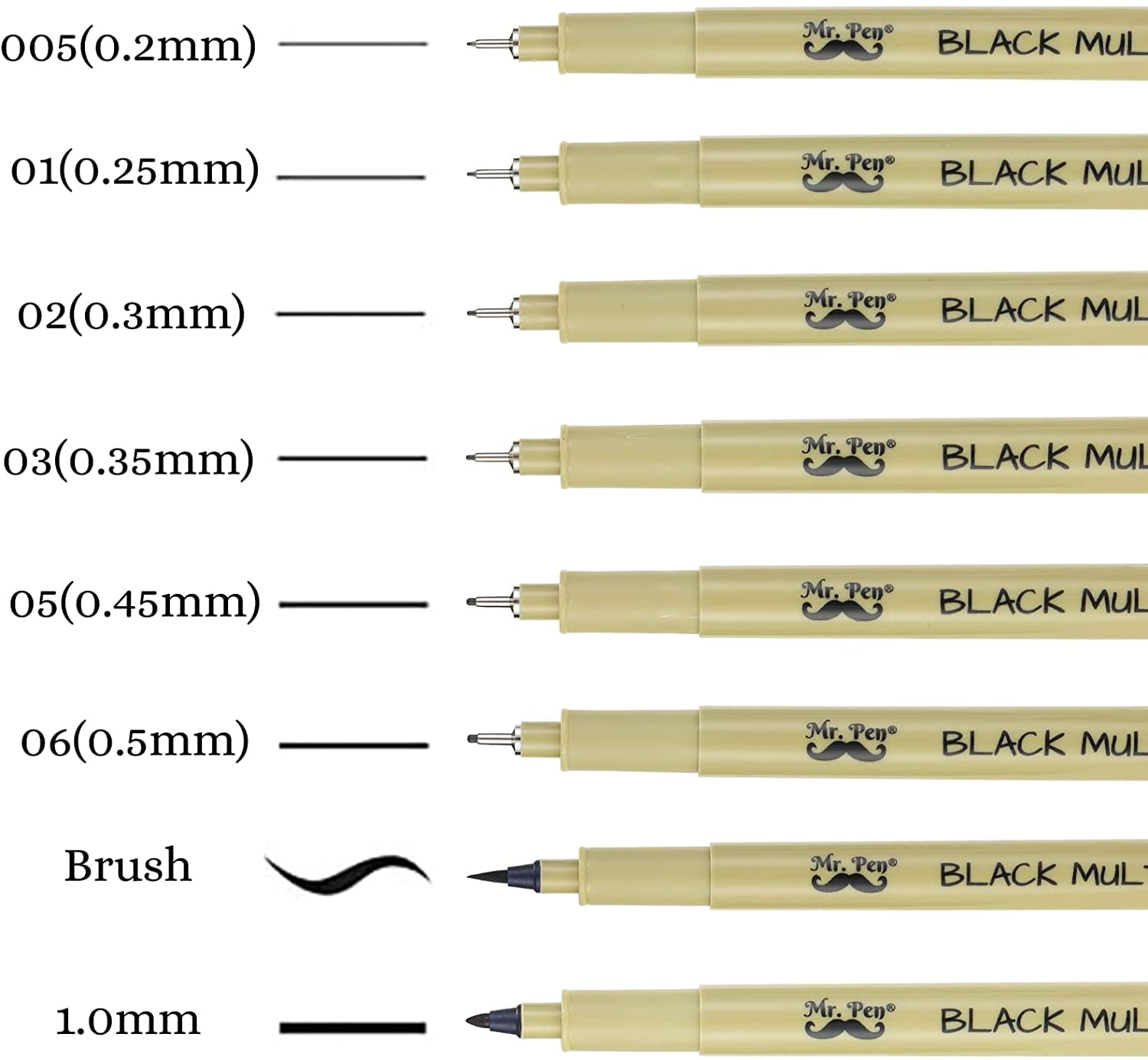 Uni-ball Draw and Sketch 8 piece Uni-pin fineliner drawing pens, black -  uni-ball