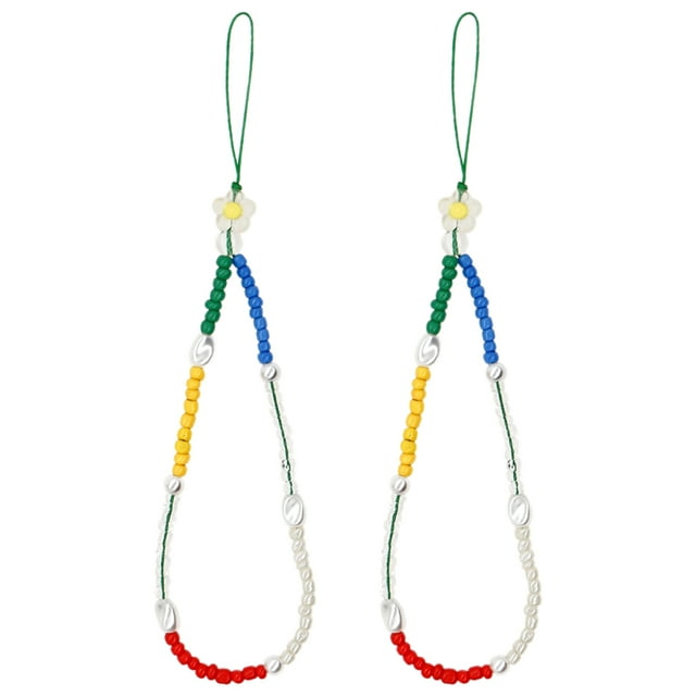 2Pcs Bohemia Style Beaded Phone Charm Cell Phone Anti-lost Wrist Strap Phone Lanyard