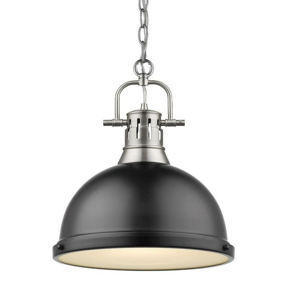 1 Light Chain Pendant in Classic Style 16.88 inches High By 14 inches Wide-Pewter Finish-Matte Black Shade Color Bailey Street Home 170-Bel-4161528