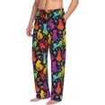thumbnail image 2 of Uemuo Colorful Cats Pattern Men's Wide Leg Palazzo Lounge Pants with Pockets Light Weight Loose Comfy Casual Pajama Pants-XX-Large, 2 of 9