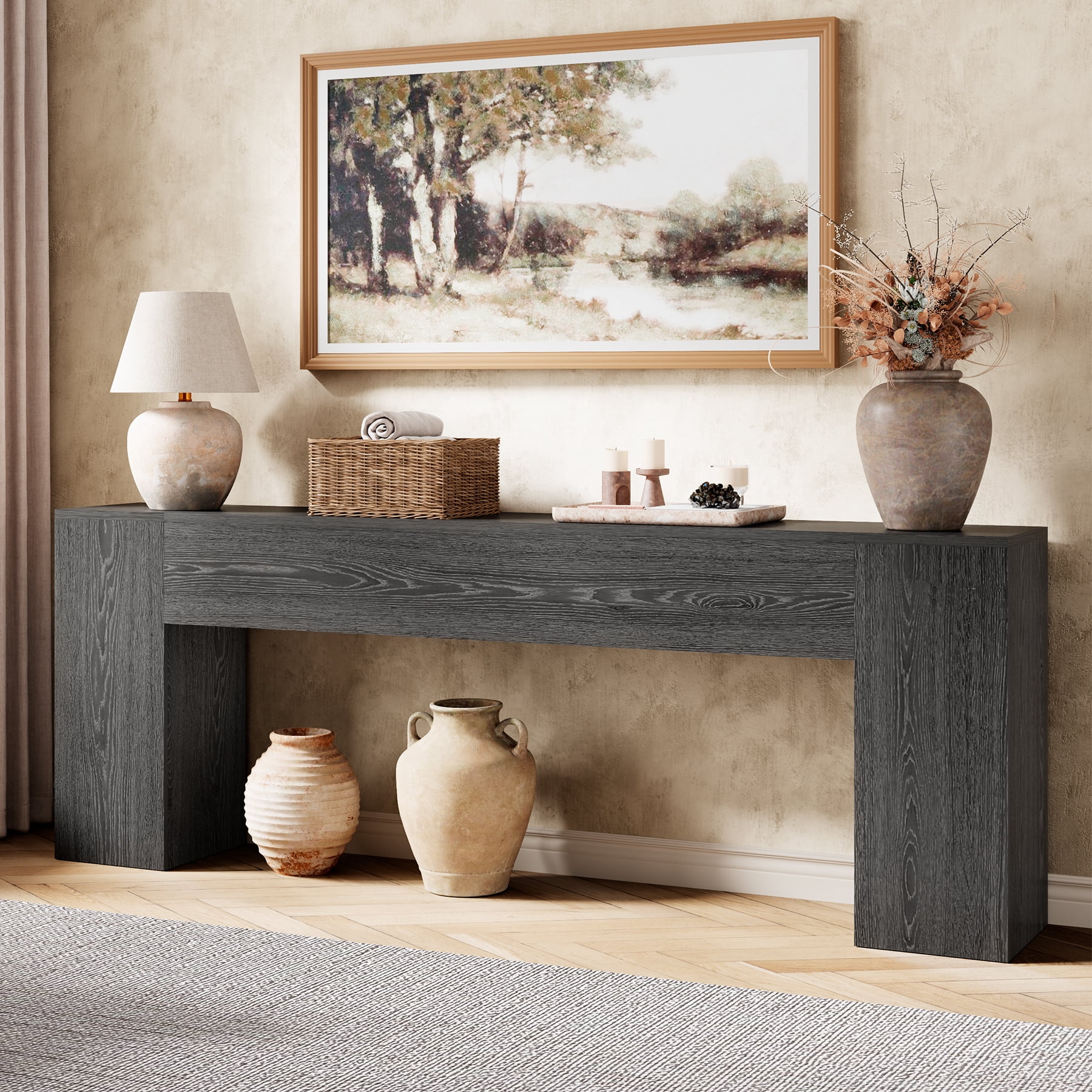 86 Inch Entryway Table for Living Room, Extra Long Sofa Console Table Behind Couch, Modern Wood Console Tables for Entryway, Apartment, Hallway, Black