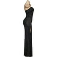 thumbnail image 4 of Women Black and White Striped Dress Adult Sexy Slim Slit Dress Strapless Evening Gown, 4 of 7
