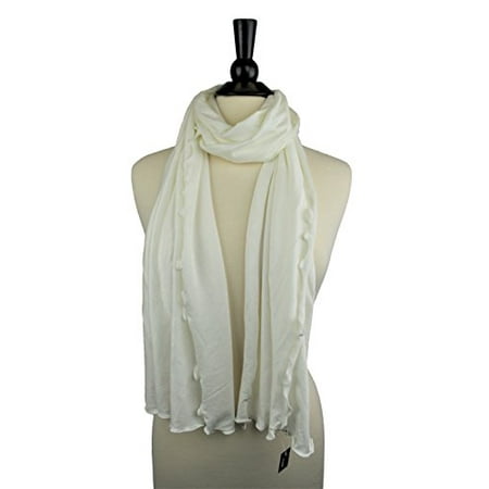 Pop Fashion Womens Long Ultra Soft Ruffle Edge Solid Colored Wrap Scarf