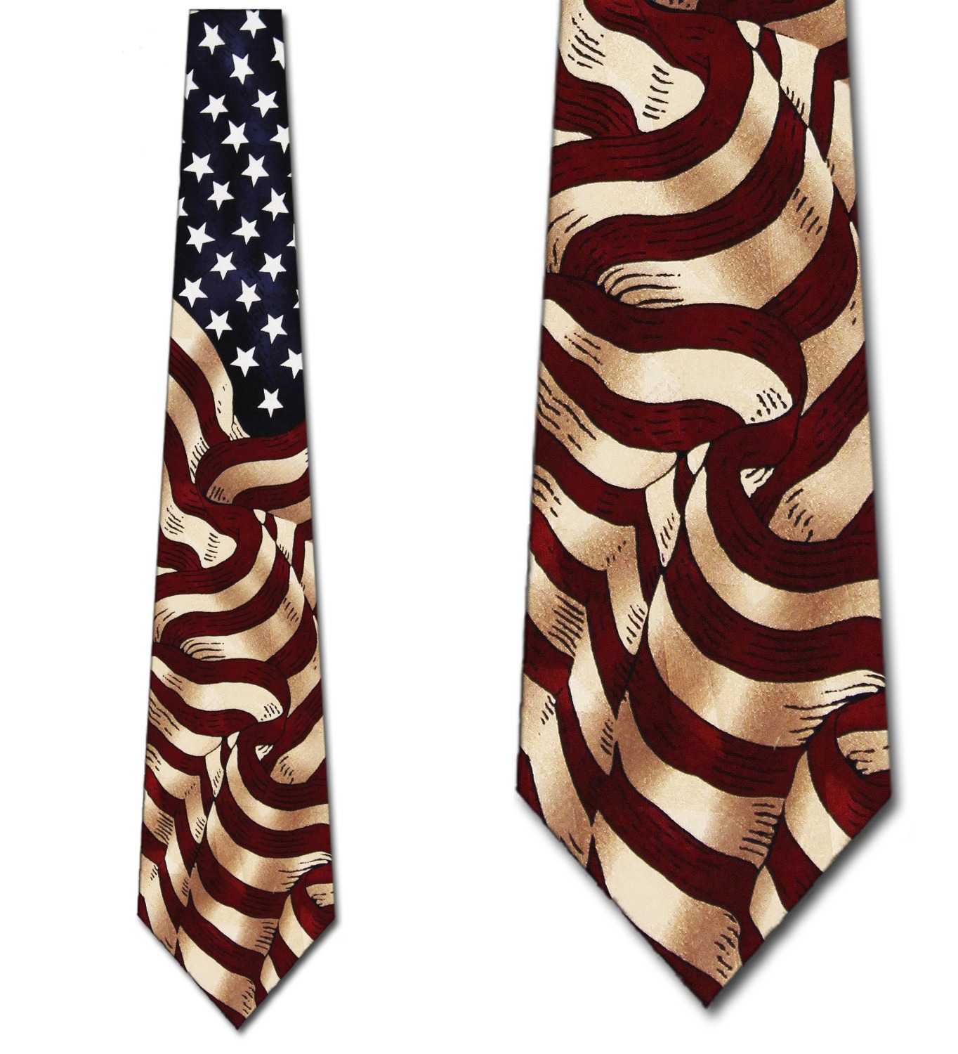 American Flag Antique Billowing Necktie Mens Tie b