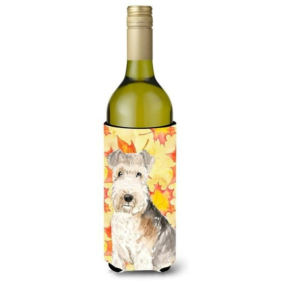 Fall Leaves Lakeland Terrier Wine Bottle Beverge Insulator Hugger