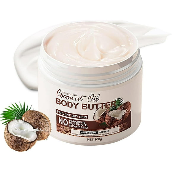 Coconut Body Butter for Dry Skin, Skin Care Body Moisturiser, Natural Coconut Butter for Moisturizing, Nourishing, Soothing, Hydrating