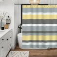 thumbnail image 2 of Yellow Gray Horizontal Stripes Water-Repellent Fabric Shower Curtain with Reinforced Metal Grommets Refreshing Striped Design Bathroom Decor, 2 of 6