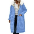 thumbnail image 5 of QATAINLAV Faux Fur Hooded Winter Jackets for Women Sherpa Lined Warm Long Quilted Coat Casual Zipper Outerwear with Pockets, Light Blue, XXL, 5 of 10