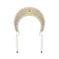 thumbnail image 1 of wonima11 Women's Palace Retro Tudor Hat Hair Accessories Crown Headwear Decoration Multicolor Handmade (Creamy-white), 1 of 1