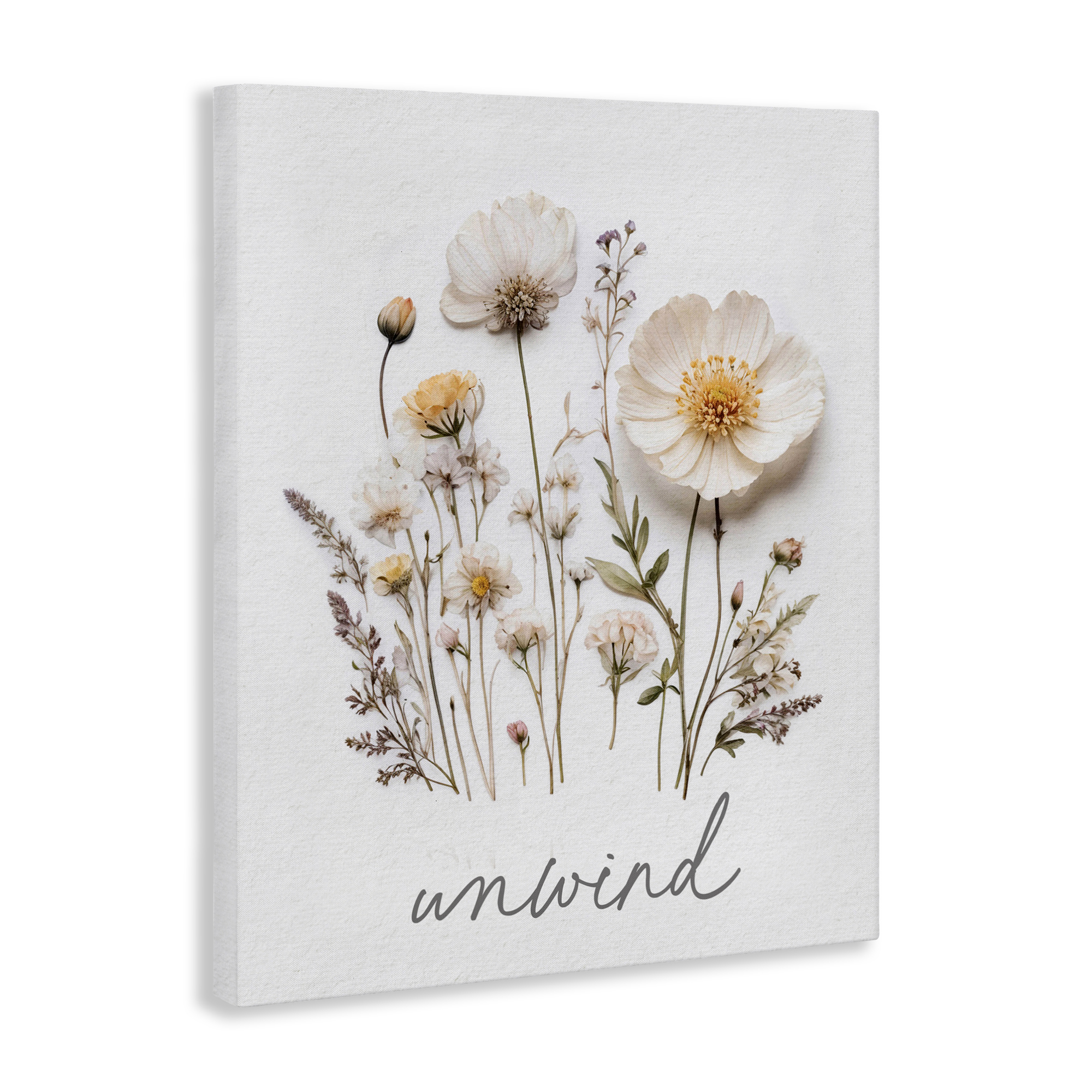 Pressed Flowers Unwind Canvas Wall Art, design by Lettered and Lined
