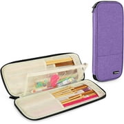 Teamoy Knitting Needles Case (Up to 14''), Travel Organizer Storage Bag for Knitting Needles, Tunisian Crochet Hooks and Accessories, Purple