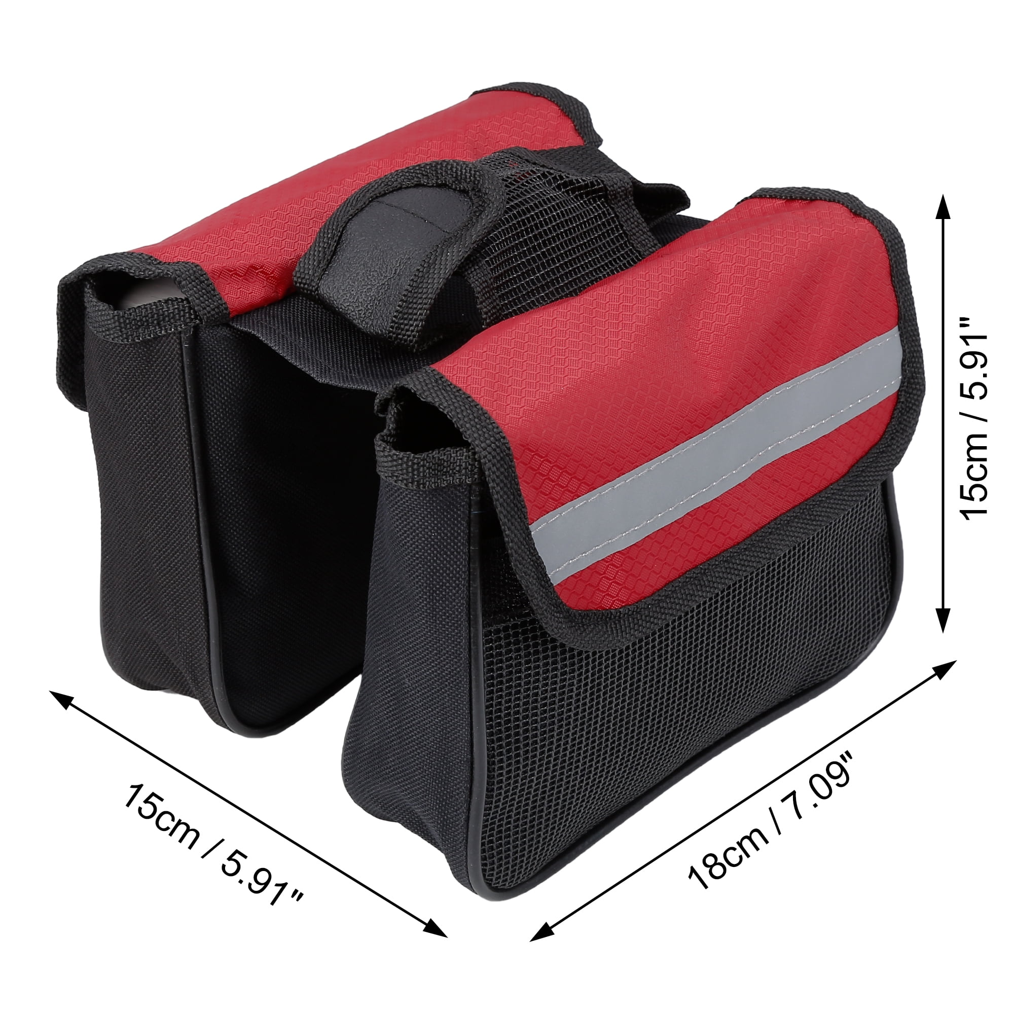 Unique Bargains 7.09x5.91x5.91in Bike Saddlebag Frame Bag Tool Pouch Black Red