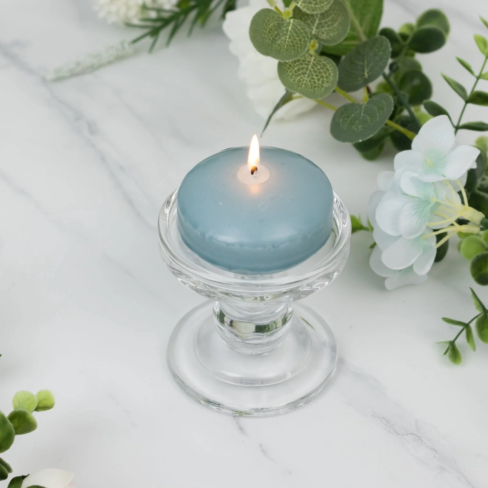 Balsa Circle 12 Dusty Blue 3 in Round Unscented Floating Candles Dripless Wax Discs Party Wedding Table Centerpieces Event Decorations Supplies