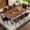 Brown-Walnut-black, variant on PUKNLY 71" x 35.4" Dining Table with 8 Brown Fabric Chair Set, Dining Furniture Sets for 8 People, Modern Rustic Design with Integrated Handle Chairs, for Dining Room Kitchen Office