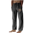 thumbnail image 1 of KIHOUT Mens Cotton Linen Drawstring Pants Elastic Waist Casual Jogger Yoga Sweatpants, 1 of 4