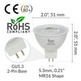 thumbnail image 2 of Simba Lighting LED MR16 5W 35W-50W Halogen Replacement Bulbs 12V GU5.3 BiPin 2700K Soft White 6-Pack, 2 of 13