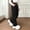 Black, variant on Girls Cargo Pants with Multi‑Pockets, Solid Color Loose Fit Elastic Waist Wide Leg Drawstring Casual Street Trousers White Size 14-15