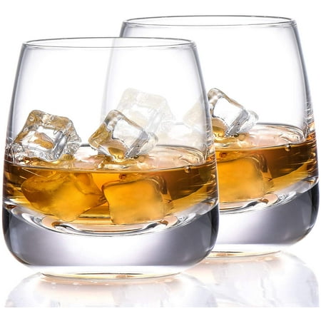 

TOOWELL Old Fashioned Whiskey Glass Set of 2 Cocktails Scotch Hand Blown Tumblers 9OZ Gift Sets