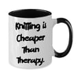 thumbnail image 2 of Funny Knitting Gifts, Knitting is Cheaper Than Therapy, Nice Holiday Two Tone 11oz Mug Gifts For Friends, 2 of 2