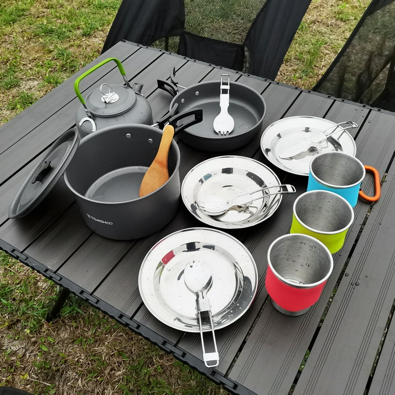 Lixada Camping Cookware Portable Mess Kit Camping Pot and Pans Cooking Set