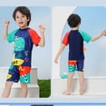 thumbnail image 6 of Cowsor 2-12 Years Boys Two Piece Swimsuit Set Short Sleeve UV Protection Rash Guard Quick Dry Swimwear for Surfing Diving and Beach Vacation, 6 of 6