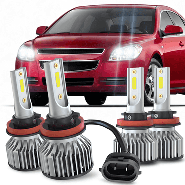 For Chevy Malibu 2004-2008 2009 2010-2012 LED Headlight Bulbs H9 H11 High and Low Beam 4pc