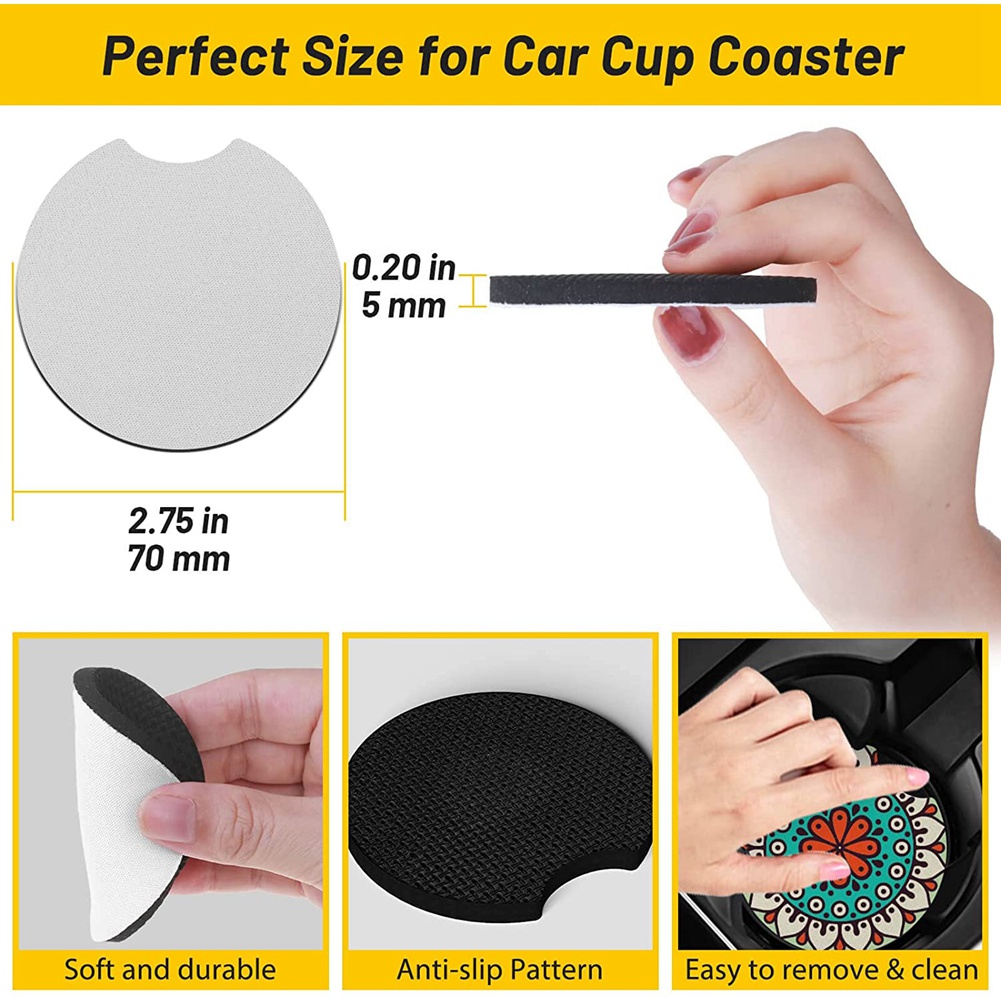 120Pcs Sublimation Blanks Car Coasters 2.75 Inch 5mm Car Coasters
