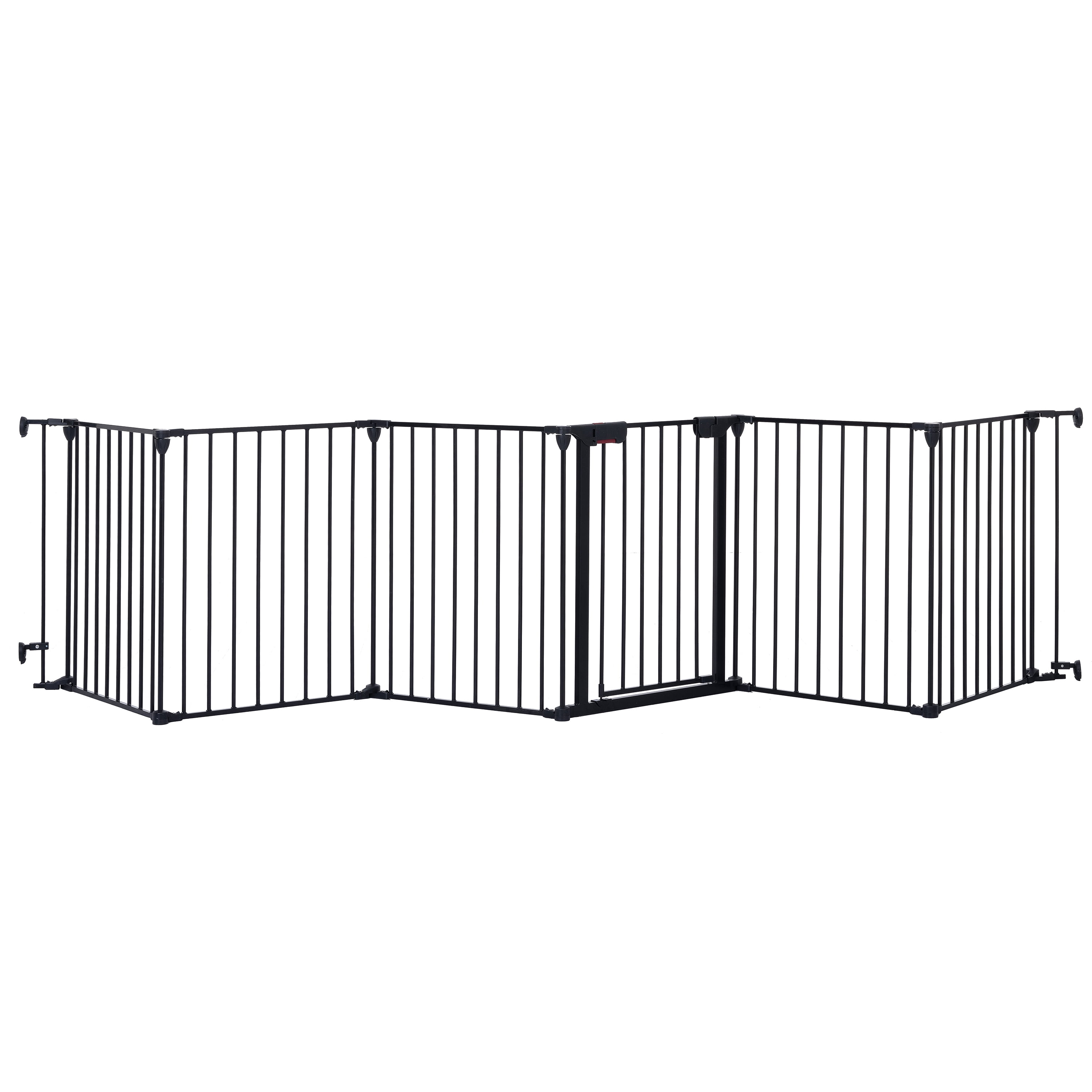 150" 6-Panel Adjustable Metal Fence | Versatile freestanding play yard and wide room divider for doorways and fireplaces