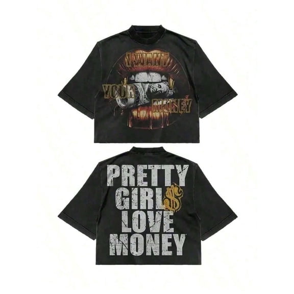 Women's Vintage Streetwear Graphic Print Crop T-Shirt