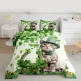 thumbnail image 2 of Feelyou Lucky Cat Animal Full Size Comforter Sets, Spring Shamrock Bedding Sets, 3pcs, 2 of 8