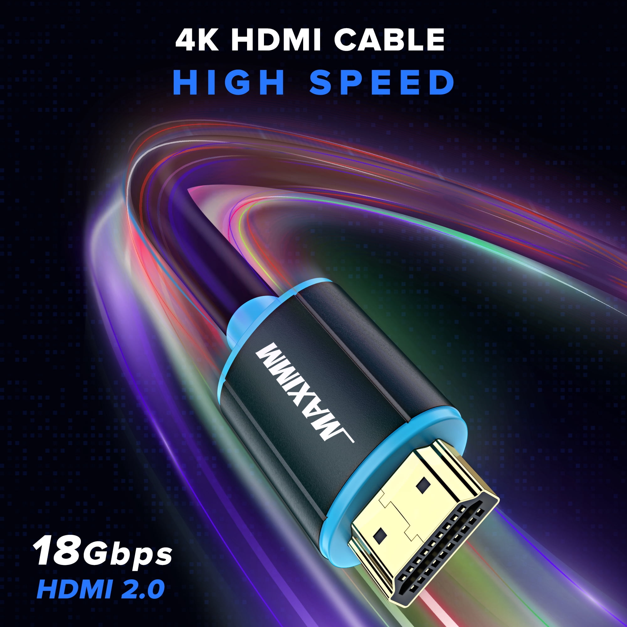 HDMI Cable 4K Ultra HD 50 Foot (1 Pack) HDMI 2.0 Cable, High Speed 18Gbps 4K@60Hz HDR, 3D, 2160p, 1080p, HDCP 2.2, ARC, HDMI Cables for Monitors, HDTV 50 Feet 1 Pack
