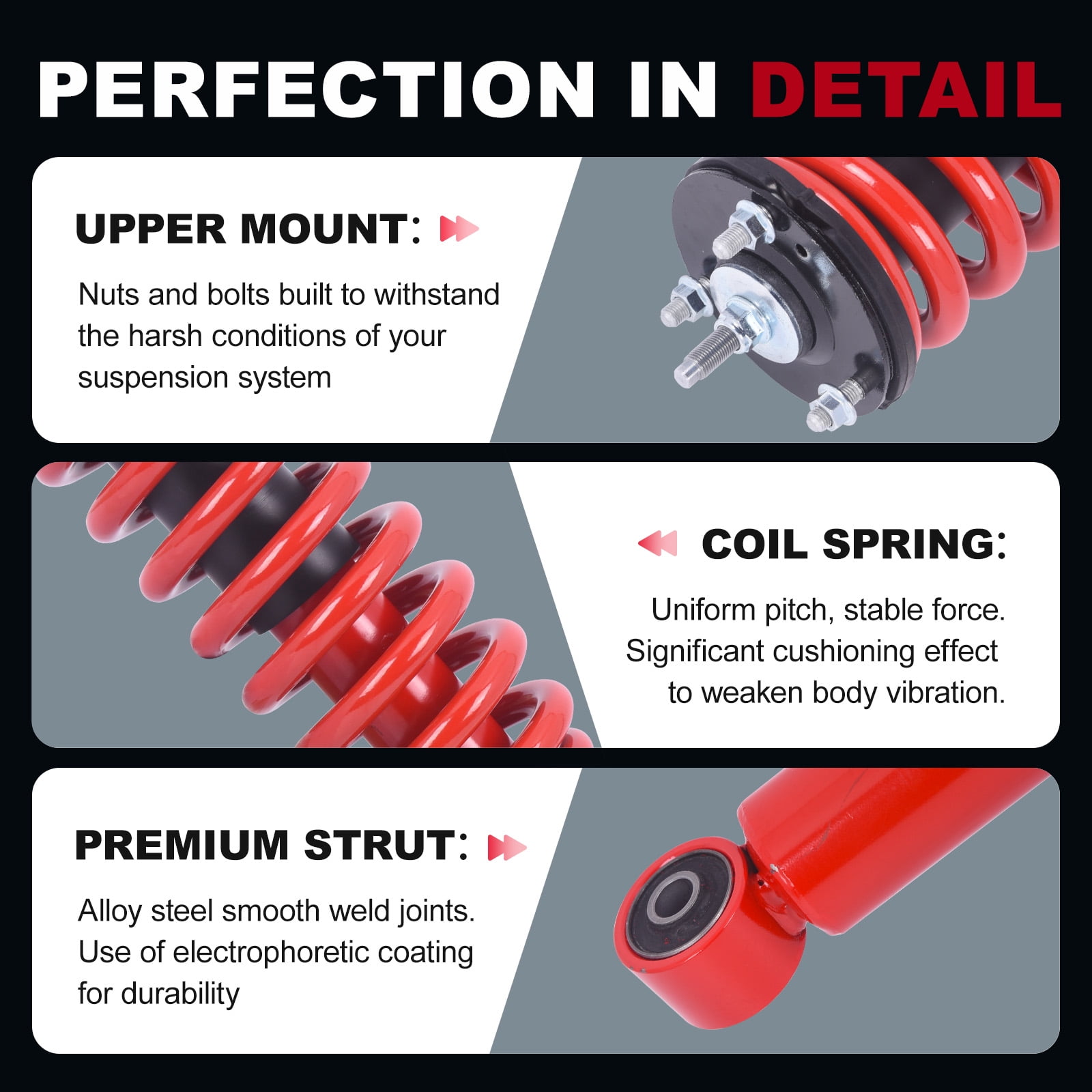 TOPAZ Front Complete Shock Absorber Spring Struts Assembly Set 171348L+171348R Compatible with Toyota Sequoia 2001-2007