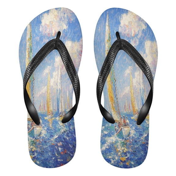 YAZAOOSummer Flip Flops Creatively Sailing Into The Horizon Simple Beach Sandals