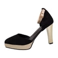 thumbnail image 3 of Women's Platform Heels Shoes for Women Trendy Pointed Toe Ankle Strap Block Heel Pumps Comfortable Glitter Accent Spring Summer Fashion Plus Size Black Shoes for Women, 3 of 10